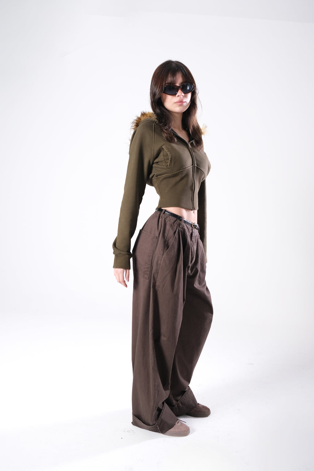 Brown Corset Zip Up