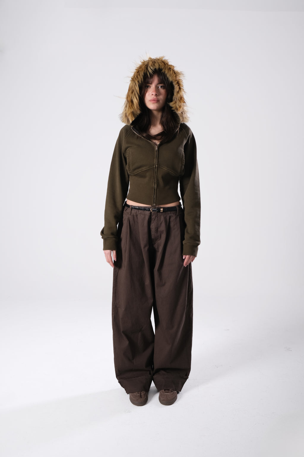 Brown Corset Zip Up