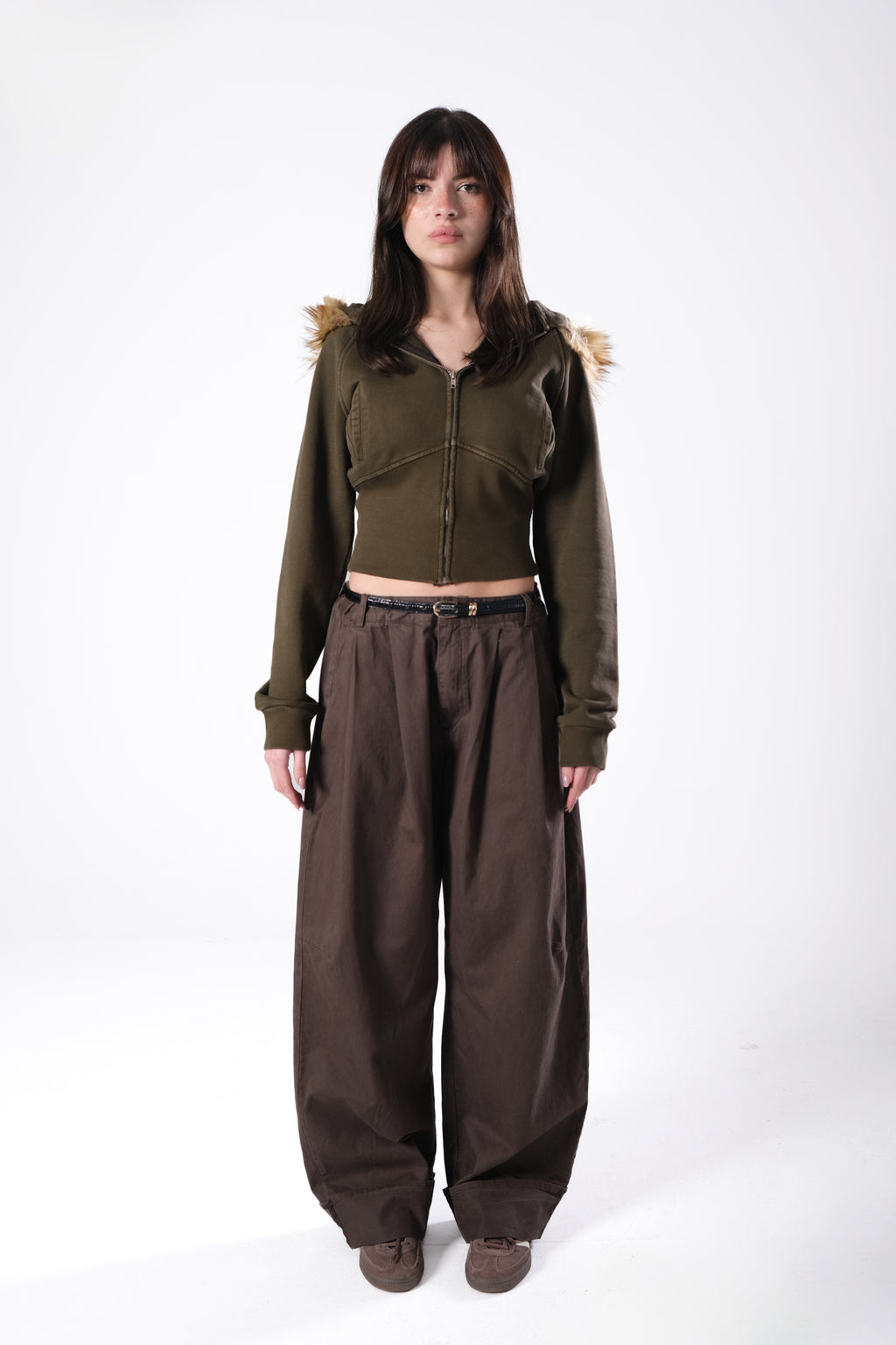 Brown Corset Zip Up