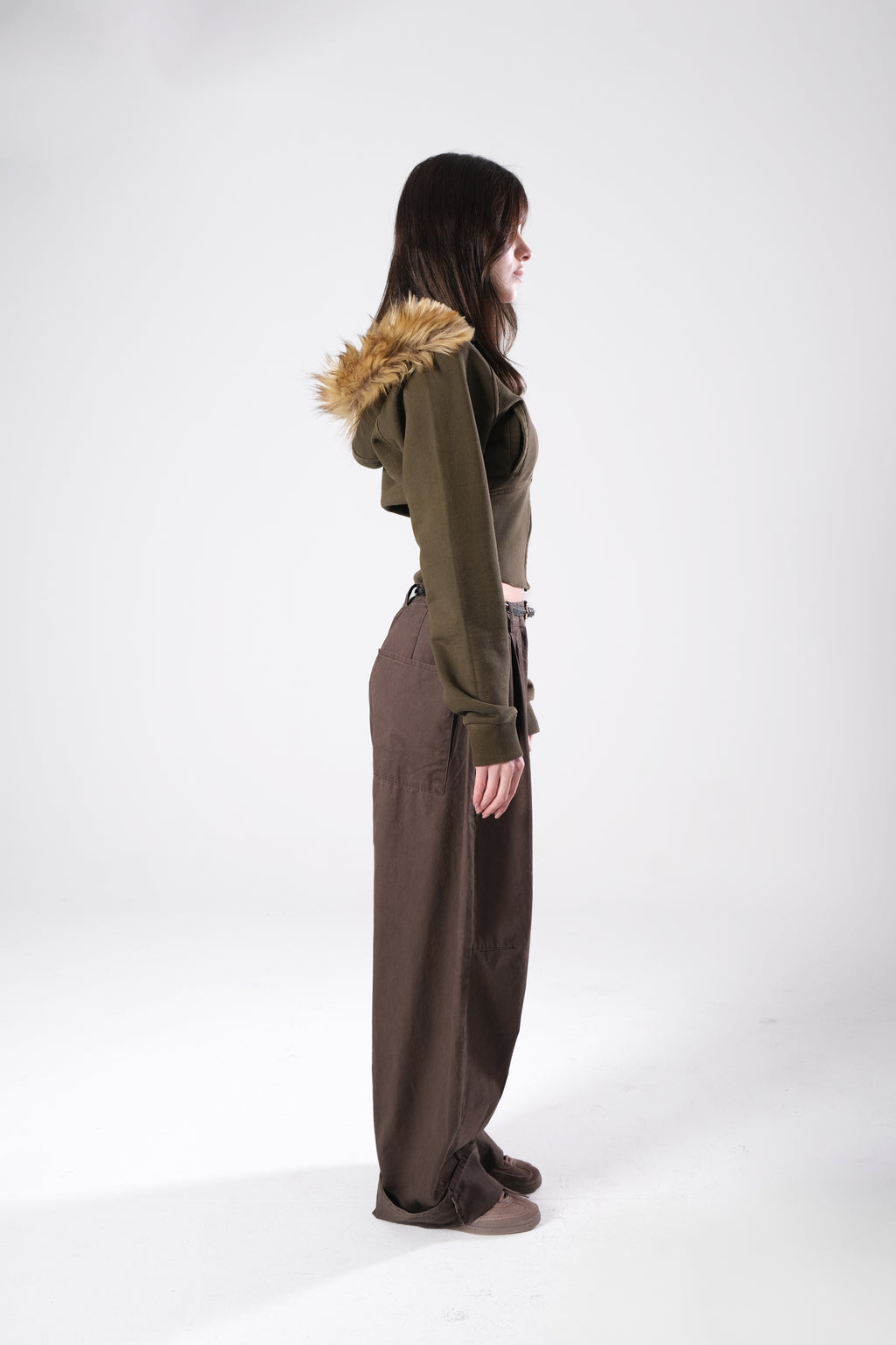 Brown Corset Zip Up