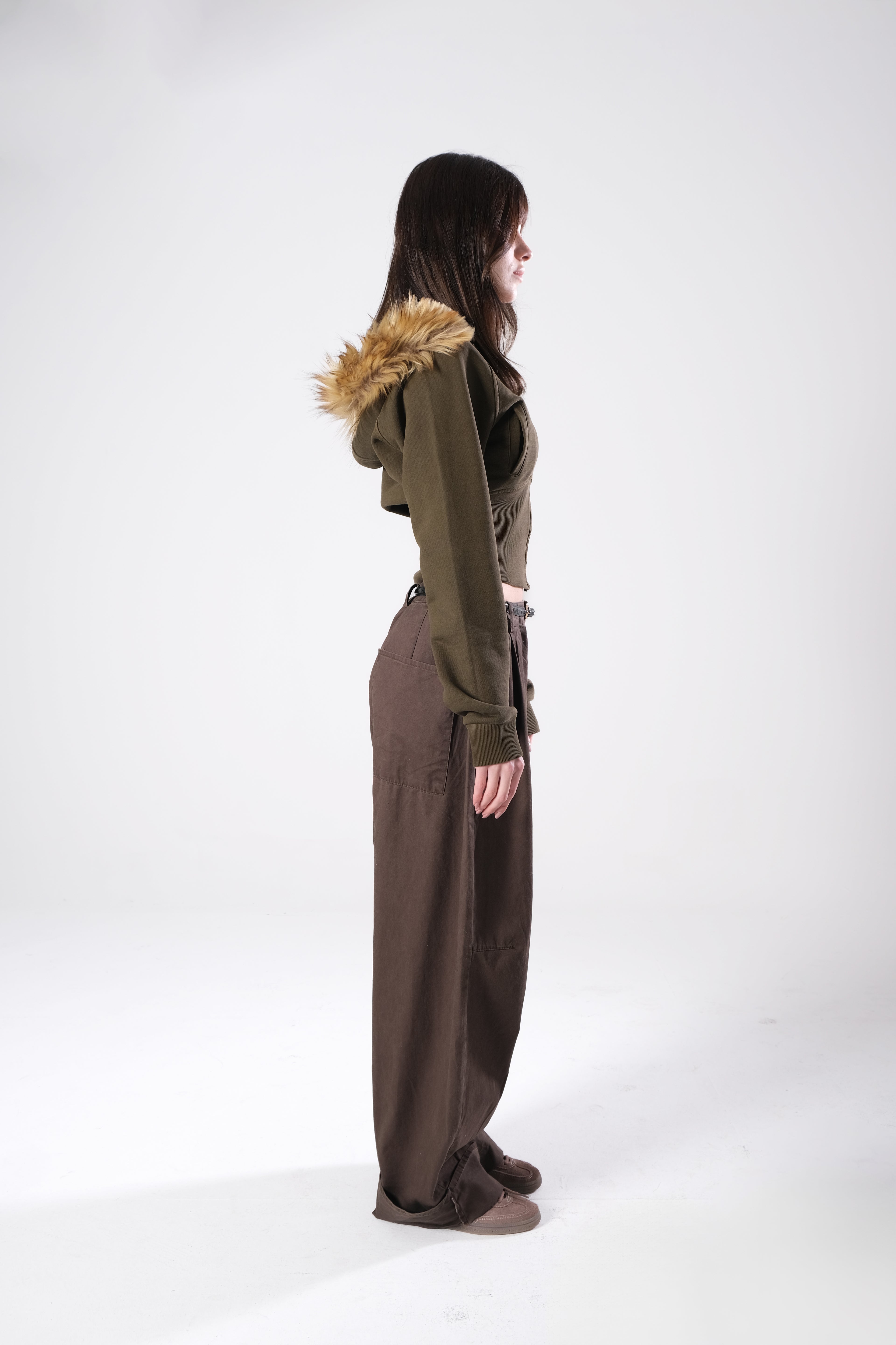 Brown Corset Zip Up