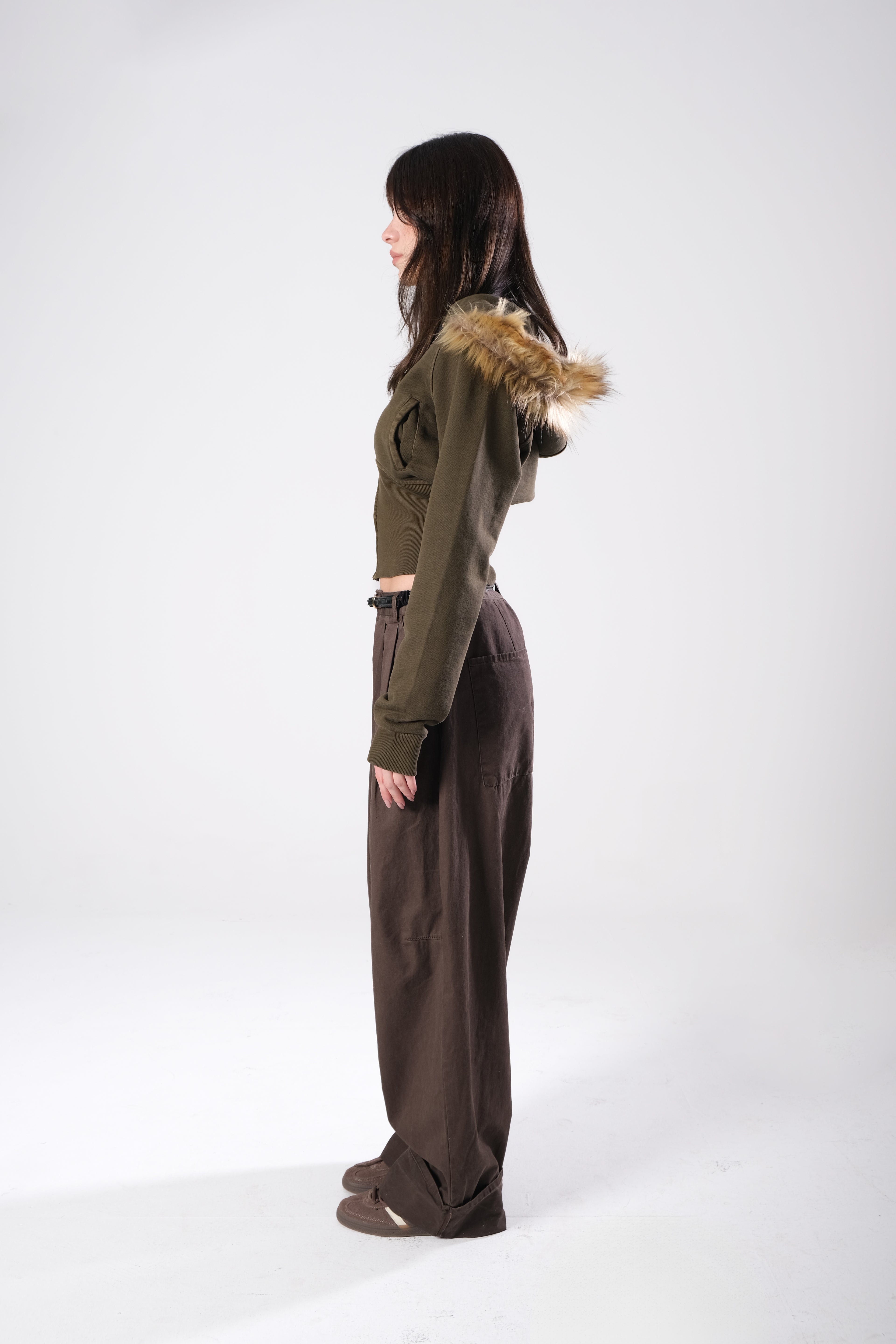 Brown Corset Zip Up