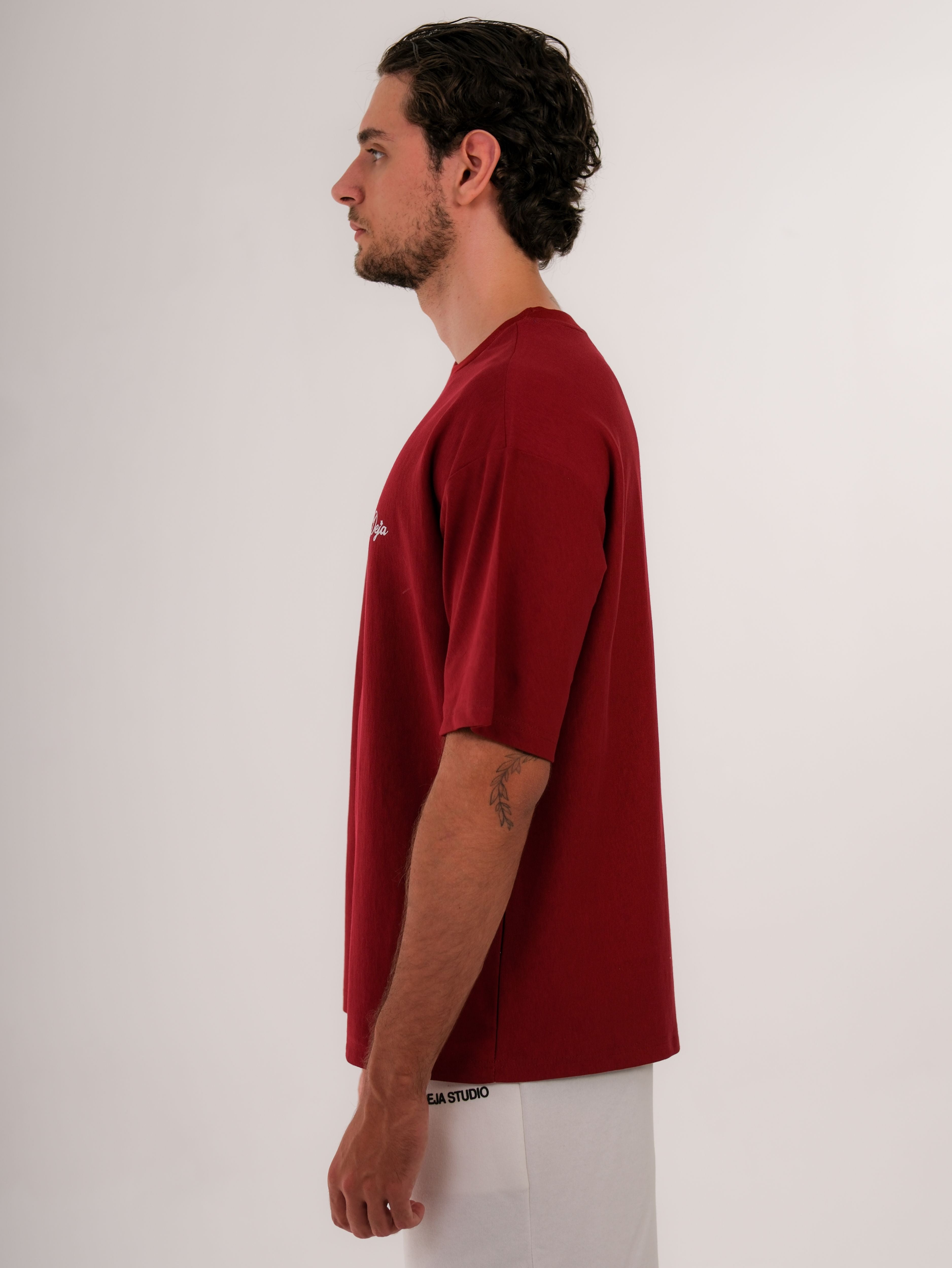 Basic Printed Claret Red Tshirt