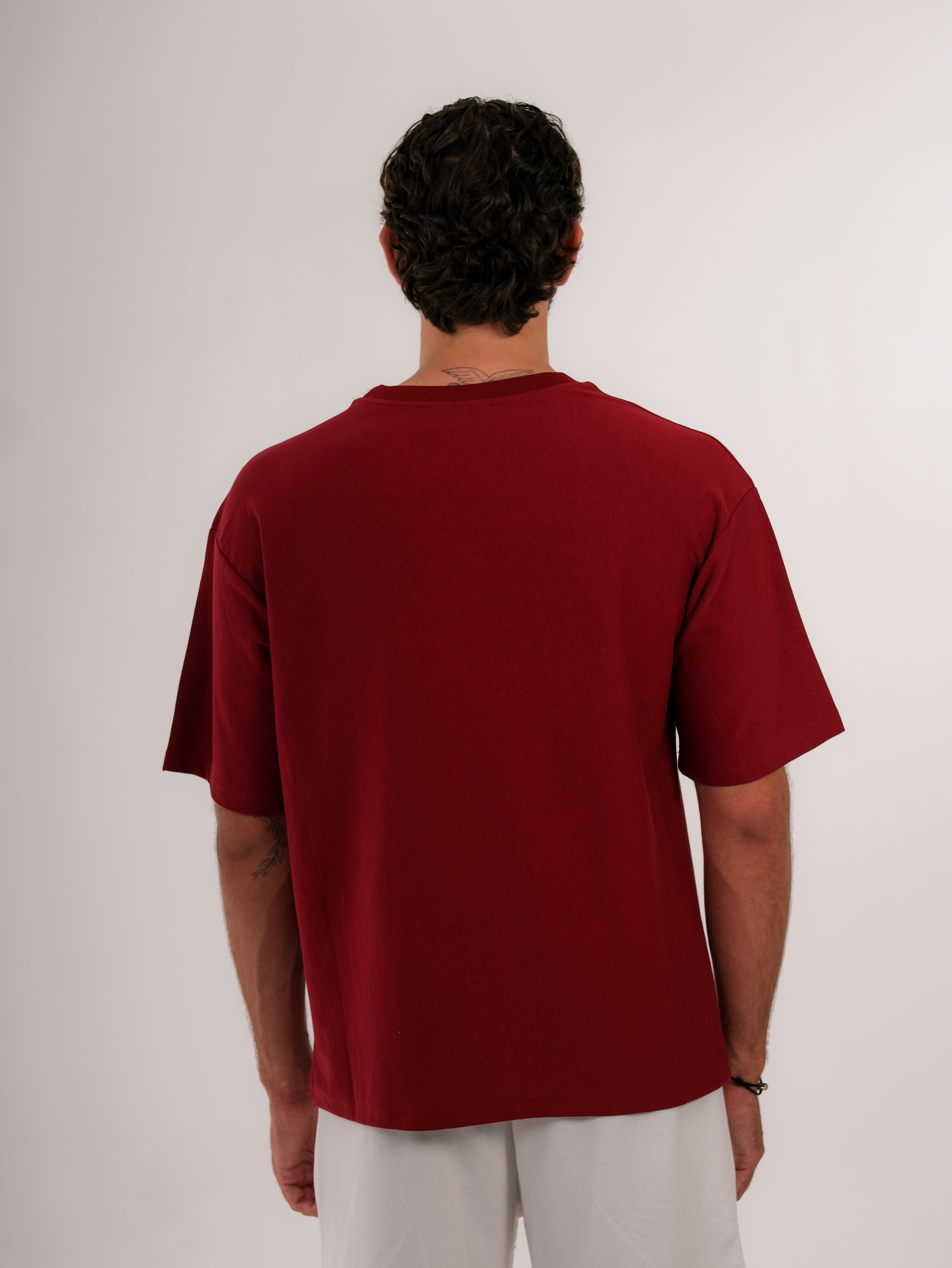 Basic Printed Claret Red Tshirt