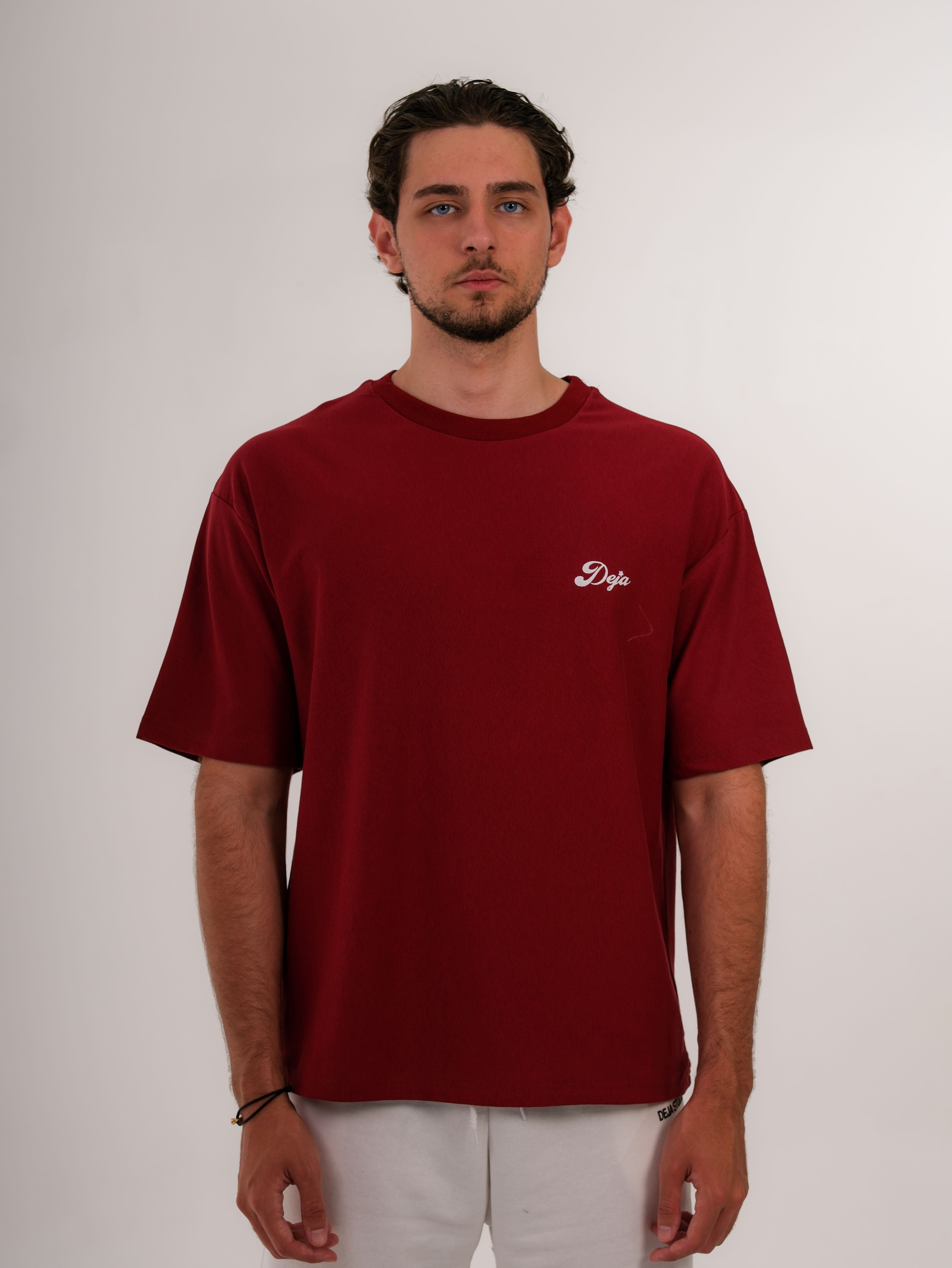 Basic Printed Claret Red Tshirt
